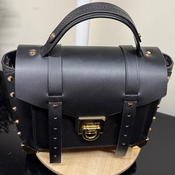 Michael Kors Black Satchel with Gold Accents - Picture 4 of 14